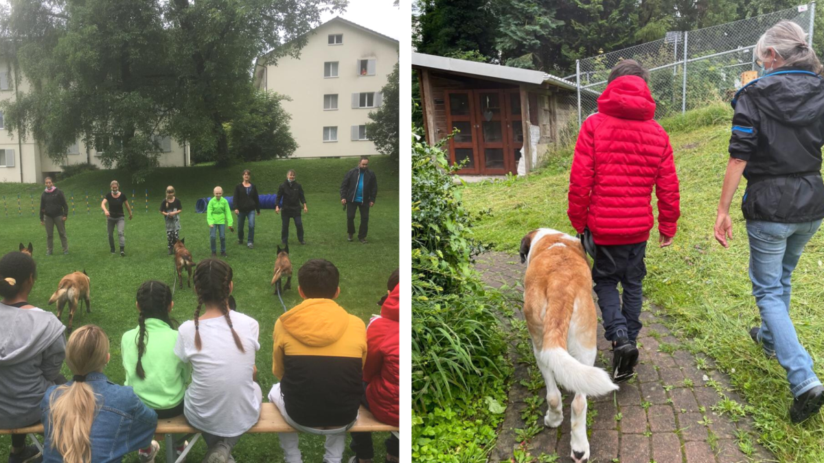 Dog visit at the children and youth home Oberi / summer 2021